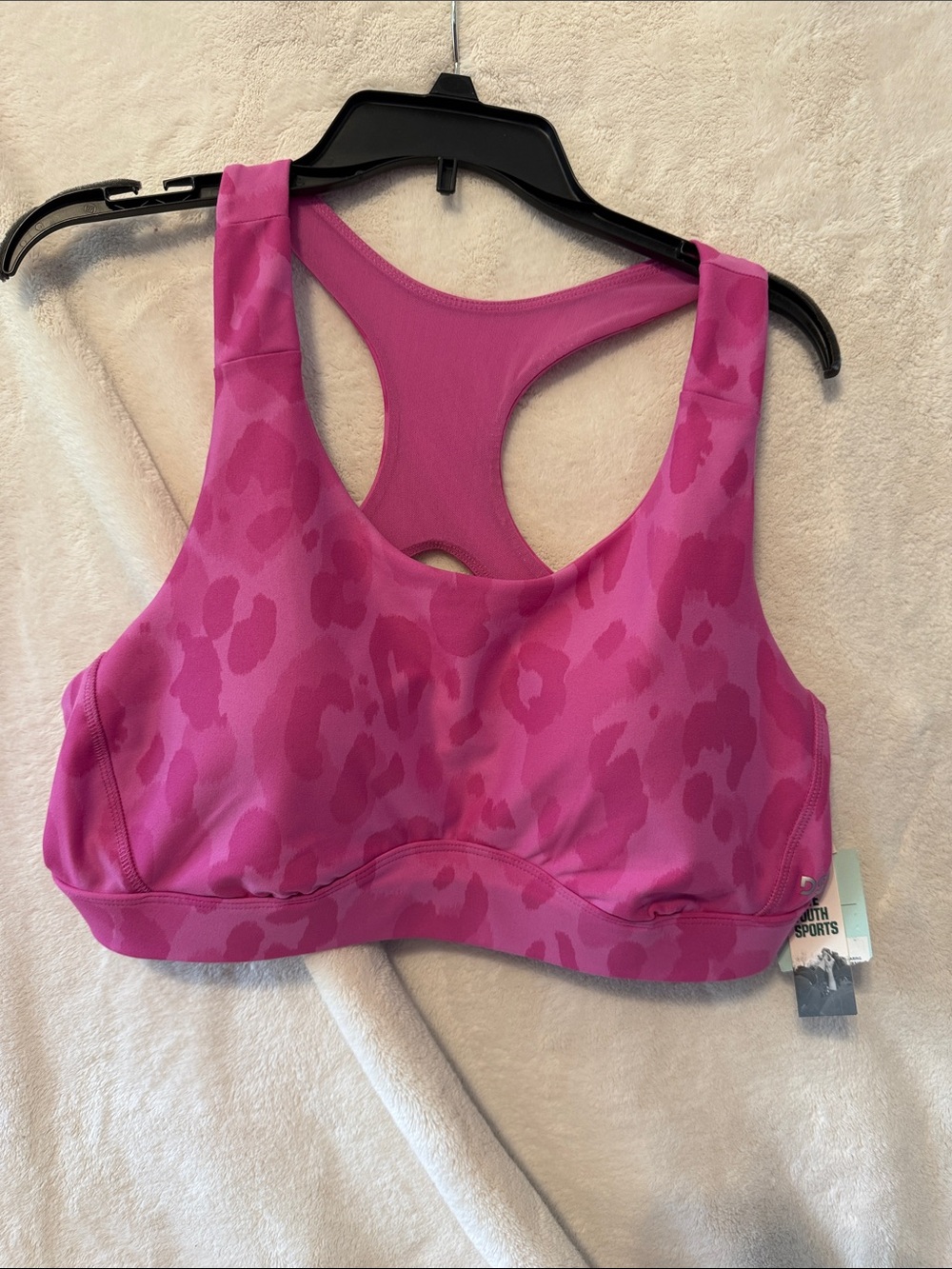 DSG Hot Pink Leopard Racerback Sports Bra 1X medium support NWT